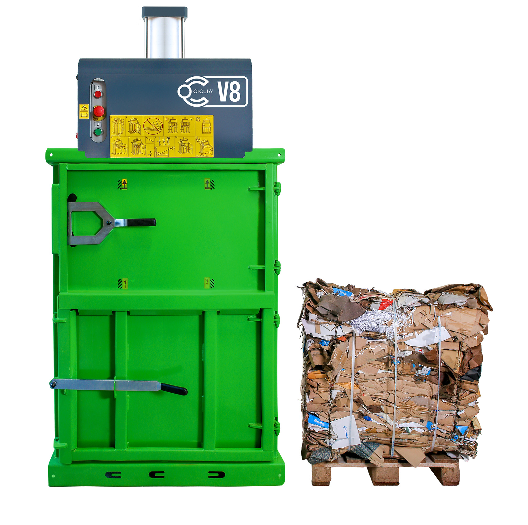 Pressa compattatrice pneumatica per cartone e plastica V8 Air