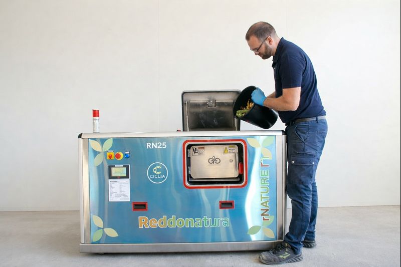 Compostiera elettromeccanica per la riduzione dei rifiuti organici in compost fertilizzante